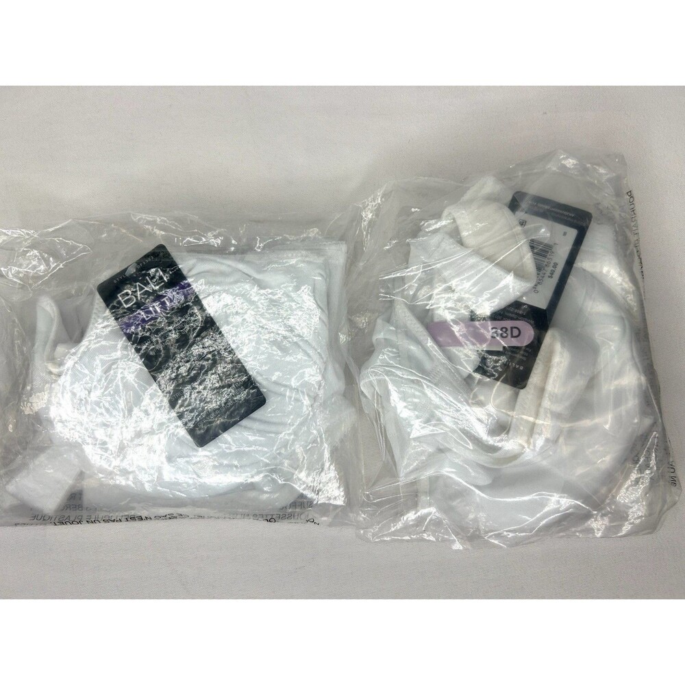 Bali Women's Live It up Seamless Underwire Bra 38 D Lot of 2 White